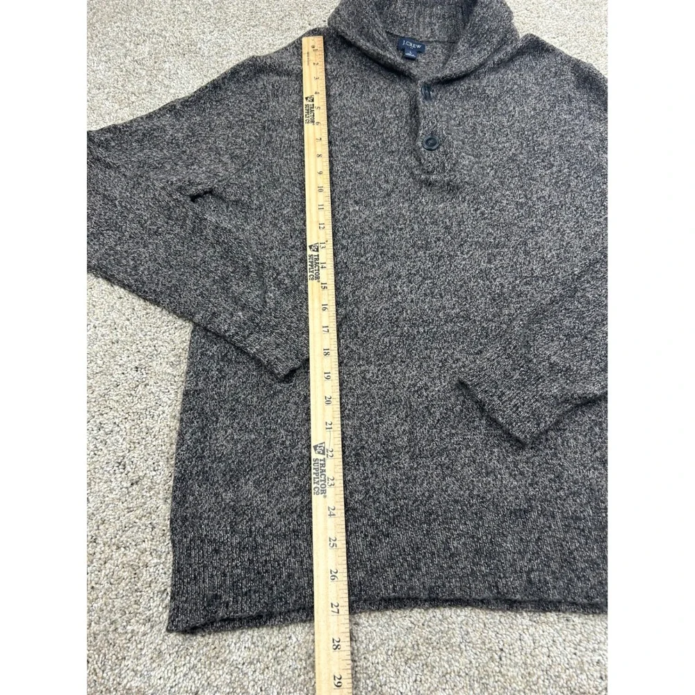 J.Crew Mens Gray Marl Lambswool Blend Shawl Collar Button Sweater Large #0852
